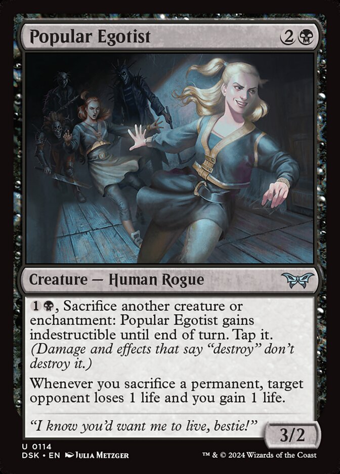 Popular Egotist – Uncommon Magic: The Gathering card from Duskmourn: House of Horror (#114)