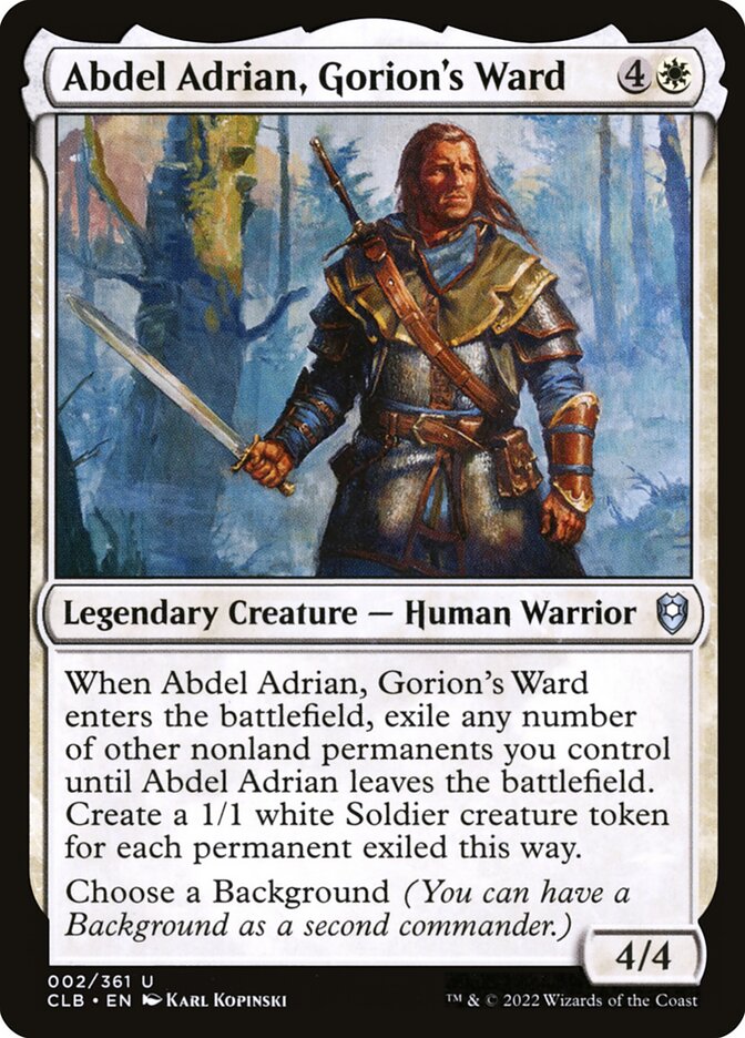 Abdel Adrian, Gorion's Ward – Uncommon Magic: The Gathering card from Commander Legends: Battle for Baldur's Gate (#2)