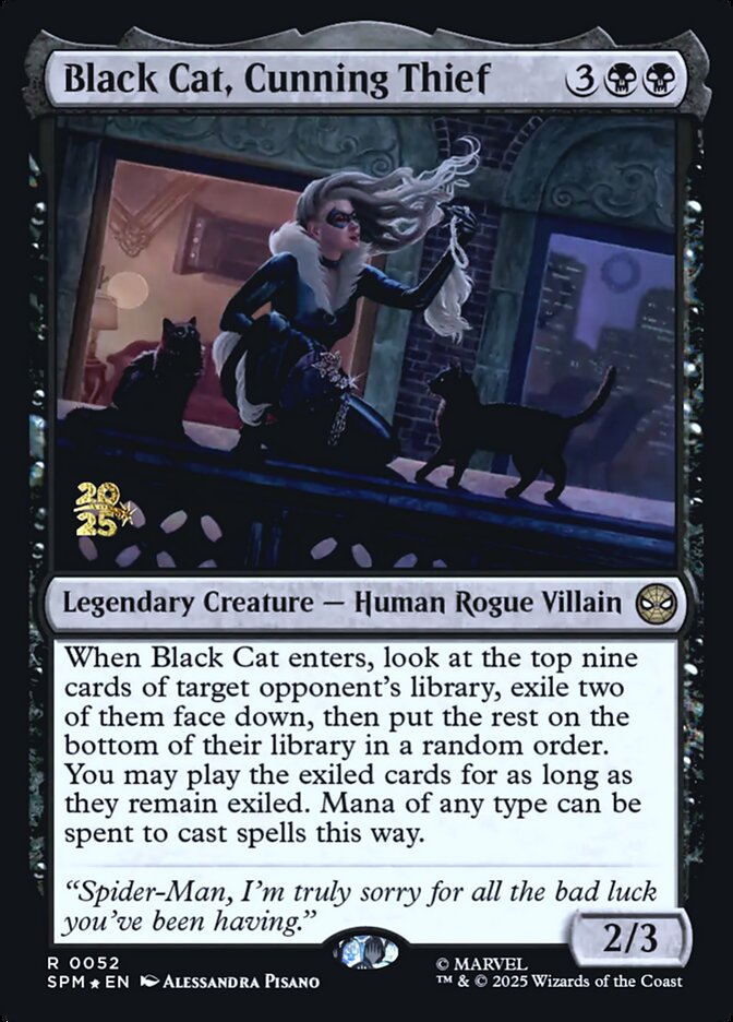 Black Cat, Cunning Thief – Rare Magic: The Gathering card from Marvel's Spider-Man Promos (#52s)