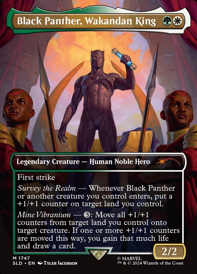 Black Panther, Wakandan King – Mythic Magic: The Gathering card from Secret Lair Drop (#1747)