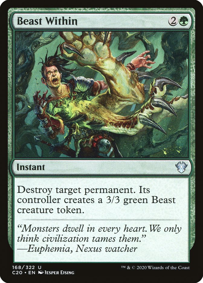 Beast Within – Uncommon Magic: The Gathering card from Commander 2020 (#168)