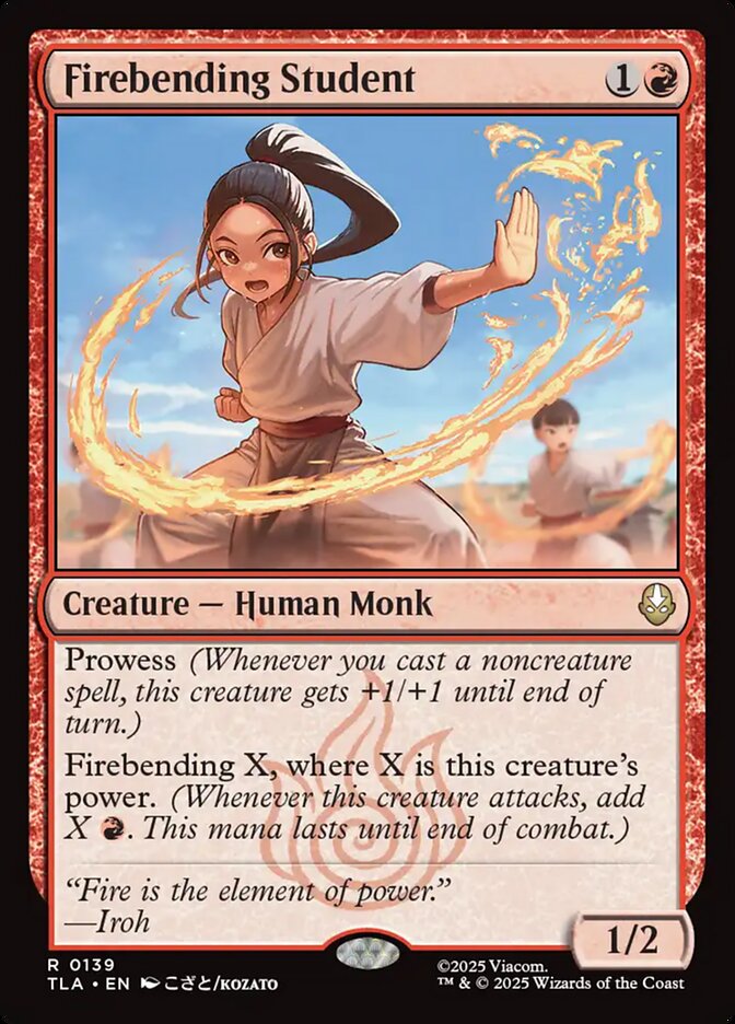 Firebending Student – Rare Magic: The Gathering card from Avatar: The Last Airbender (#139)
