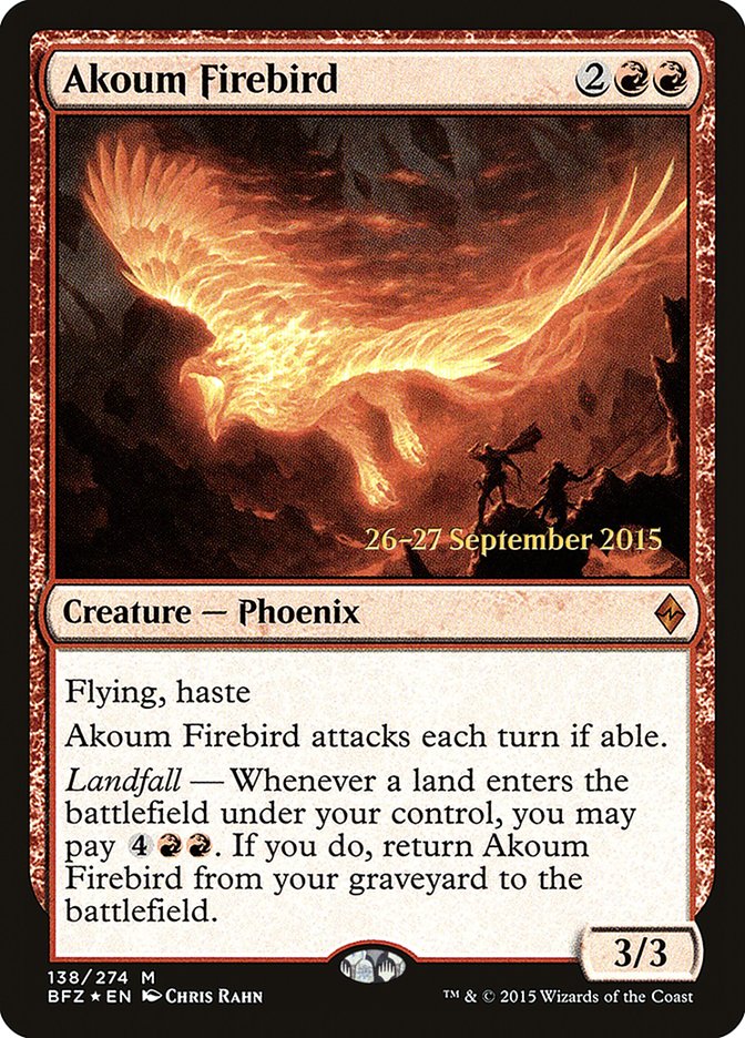 Akoum Firebird – Mythic Magic: The Gathering card from Battle for Zendikar Promos (#138s)