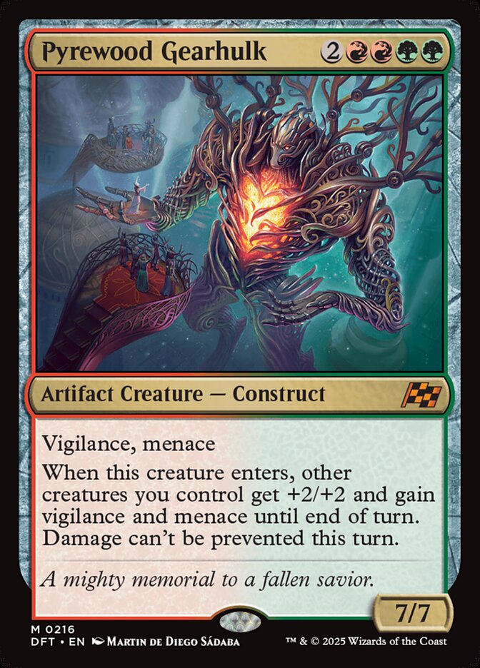 Pyrewood Gearhulk – Mythic Magic: The Gathering card from Aetherdrift (#216)