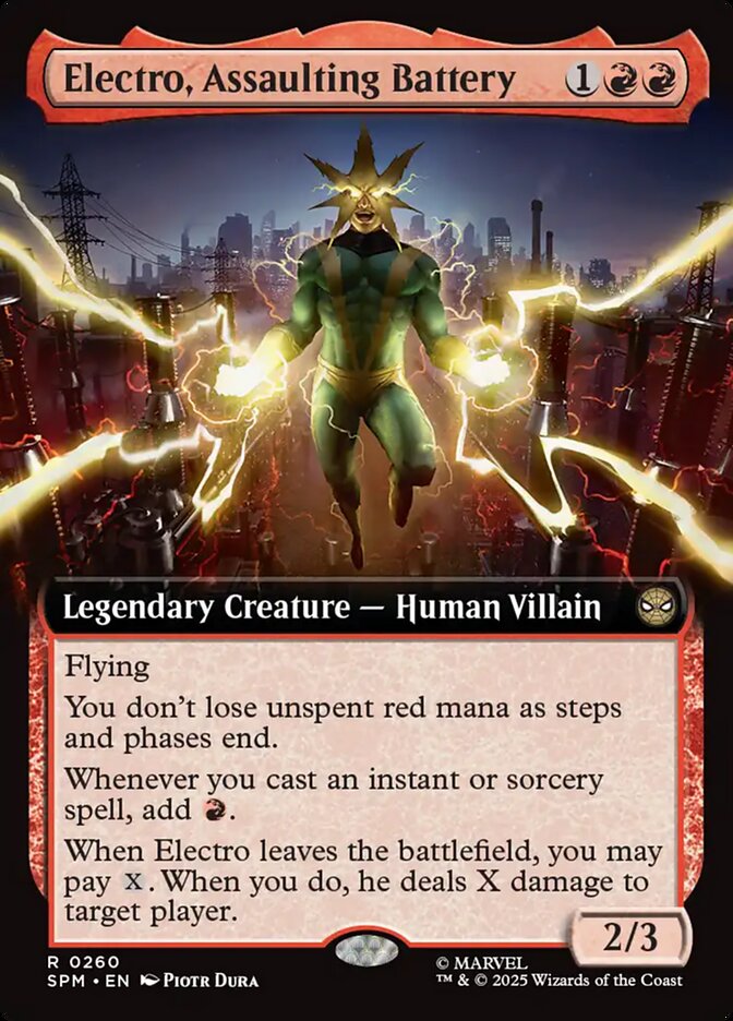Electro, Assaulting Battery – Rare Magic: The Gathering card from Marvel's Spider-Man (#260)