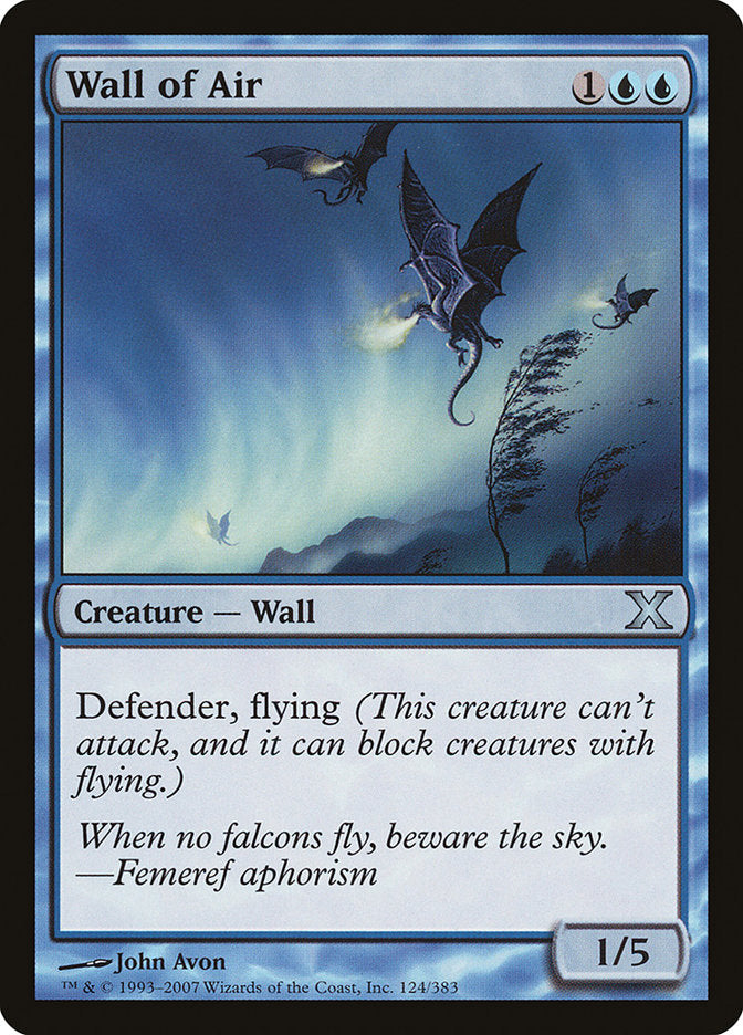 Wall of Air – Uncommon Magic: The Gathering card from Tenth Edition (#124)