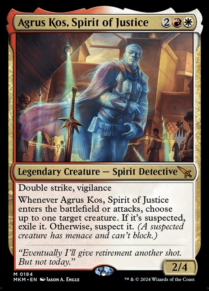 Agrus Kos, Spirit of Justice – Mythic Magic: The Gathering card from Murders at Karlov Manor Promos (#184p)