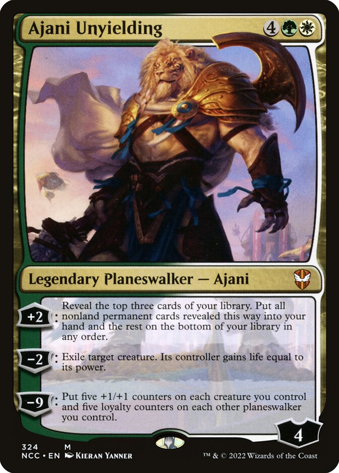 Ajani Unyielding – Mythic Magic: The Gathering card from New Capenna Commander (#324)