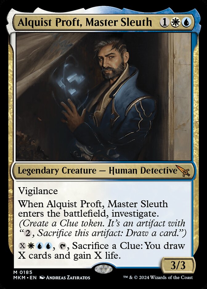 Alquist Proft, Master Sleuth – Mythic Magic: The Gathering card from Murders at Karlov Manor (#185)