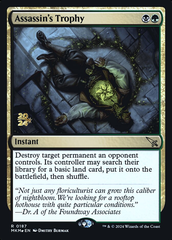 Assassin's Trophy – Rare Magic: The Gathering card from Murders at Karlov Manor Promos (#187s)