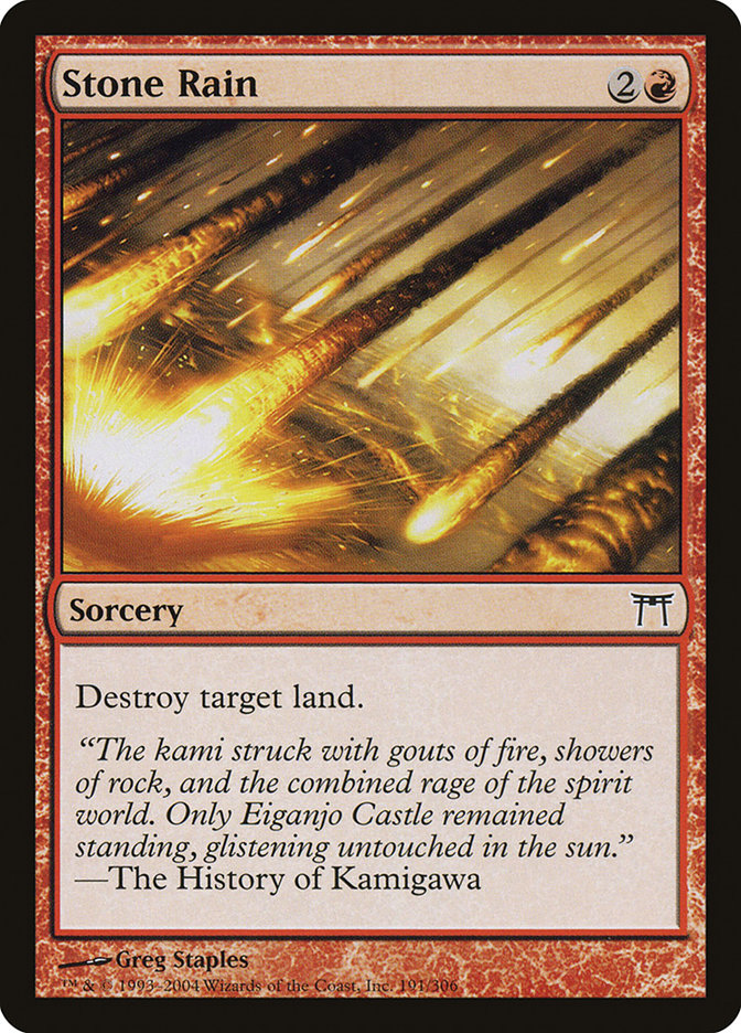 Stone Rain – Common Magic: The Gathering card from Champions of Kamigawa (#191)