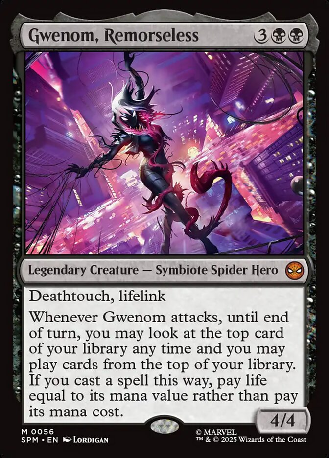 Gwenom, Remorseless – Mythic Magic: The Gathering card from Marvel's Spider-Man (#56)