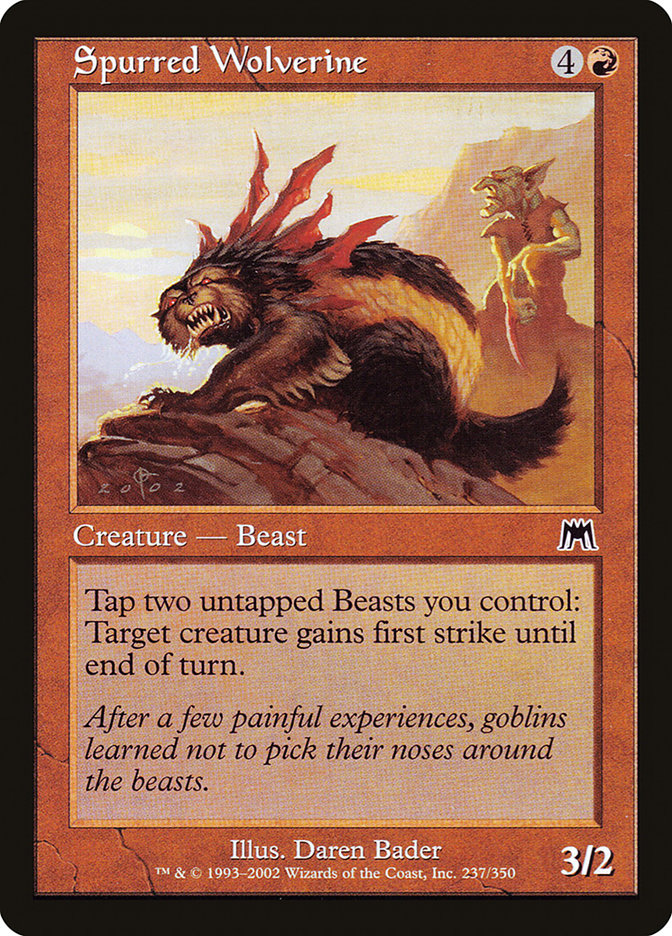 Spurred Wolverine – Common Magic: The Gathering card from Onslaught (#237)