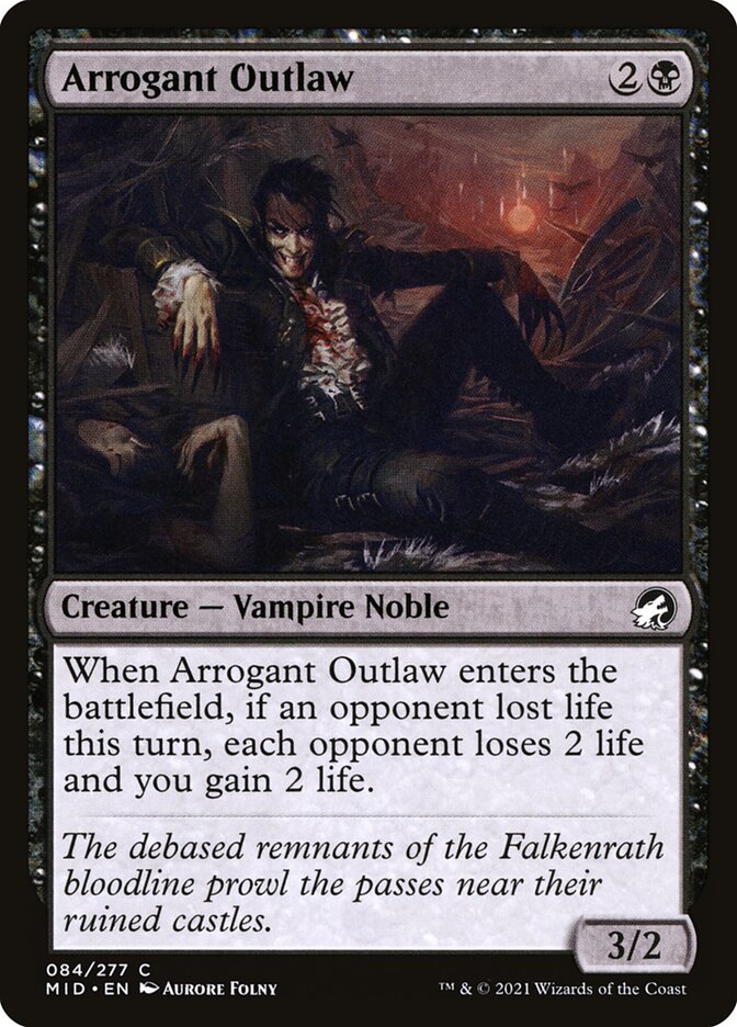 Arrogant Outlaw – Common Magic: The Gathering card from Innistrad: Midnight Hunt (#84)