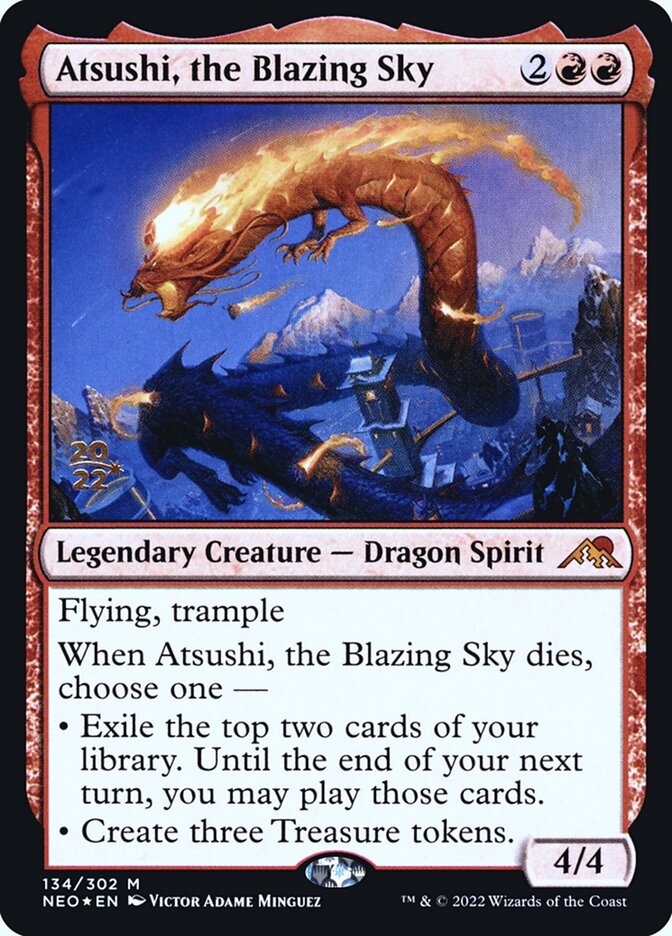 Atsushi, the Blazing Sky – Mythic Magic: The Gathering card from Kamigawa: Neon Dynasty Promos (#134s)