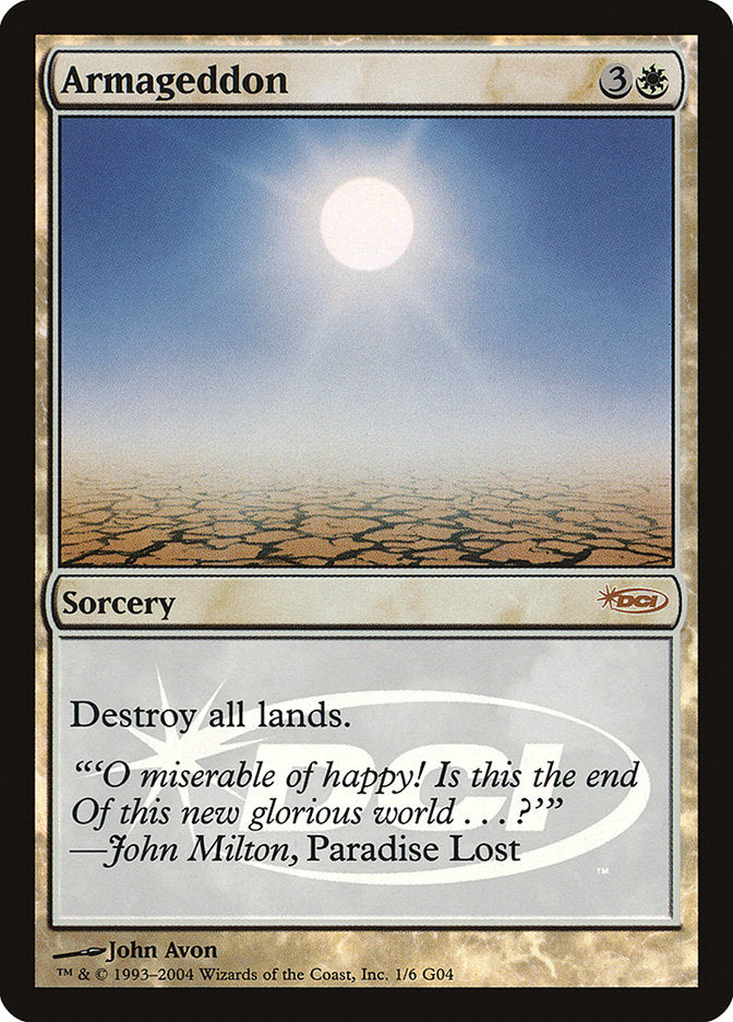 Armageddon – Rare Magic: The Gathering card from Judge Gift Cards 2004 (#1)