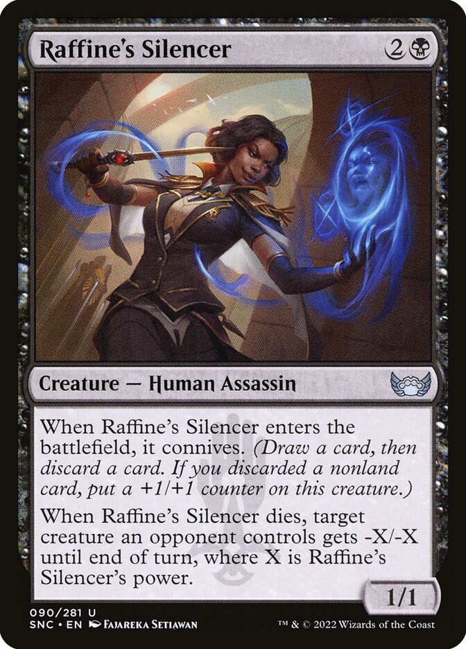 Raffine's Silencer – Uncommon Magic: The Gathering card from Streets of New Capenna (#90)