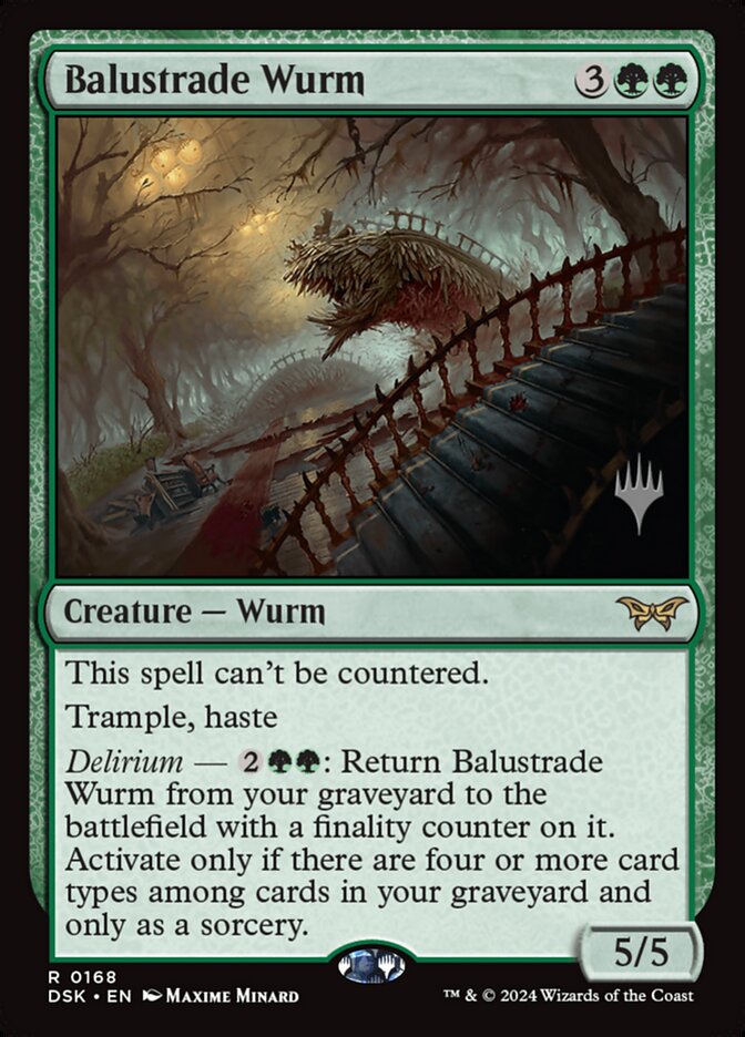 Balustrade Wurm – Rare Magic: The Gathering card from Duskmourn: House of Horror Promos (#168p)