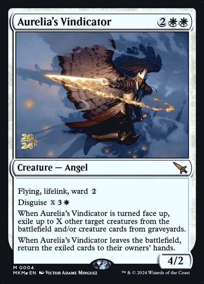 Aurelia's Vindicator – Mythic Magic: The Gathering card from Murders at Karlov Manor Promos (#4s)