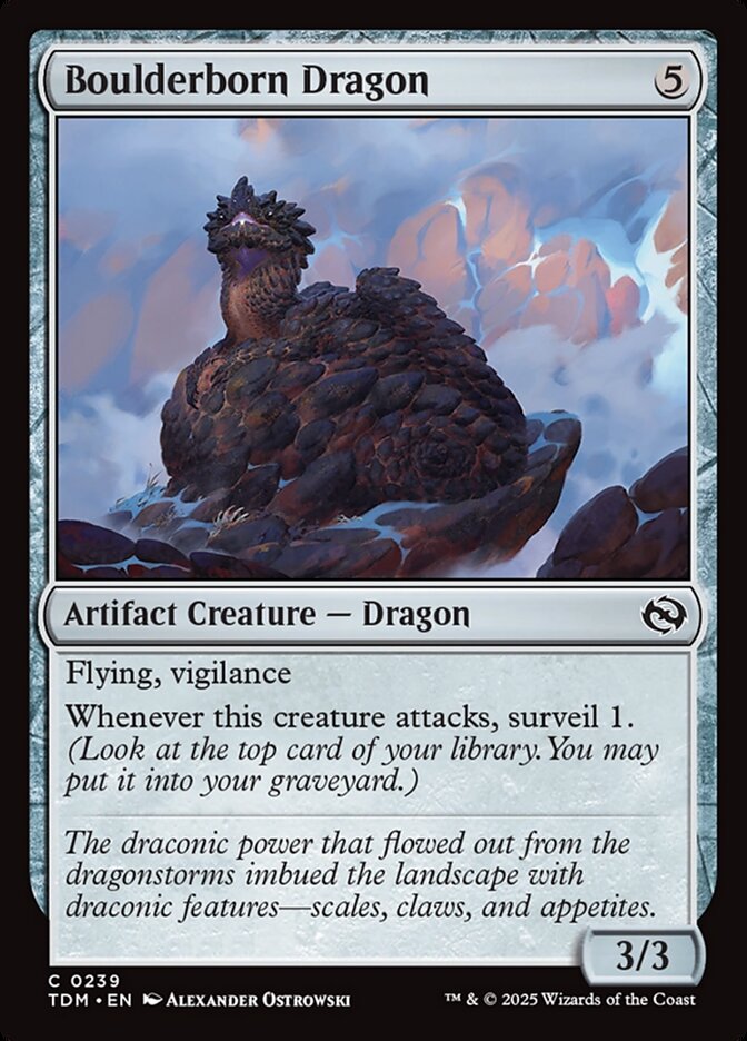 Boulderborn Dragon – Common Magic: The Gathering card from Tarkir: Dragonstorm (#239)