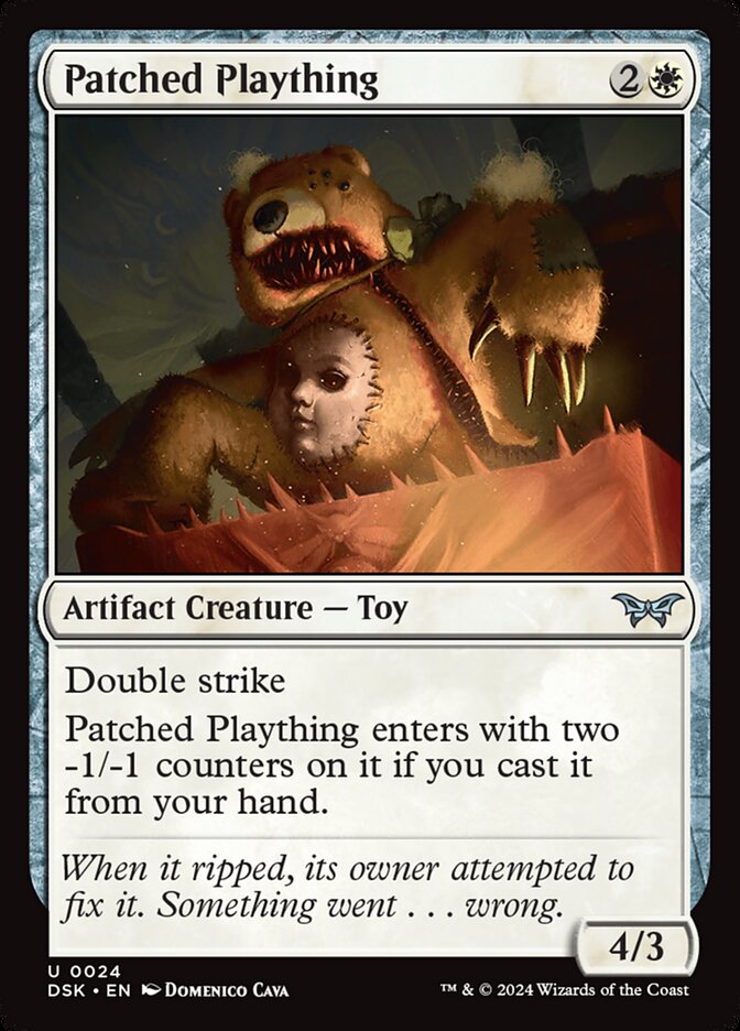Patched Plaything – Uncommon Magic: The Gathering card from Duskmourn: House of Horror (#24)
