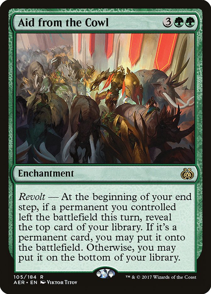 Aid from the Cowl – Rare Magic: The Gathering card from Aether Revolt (#105)