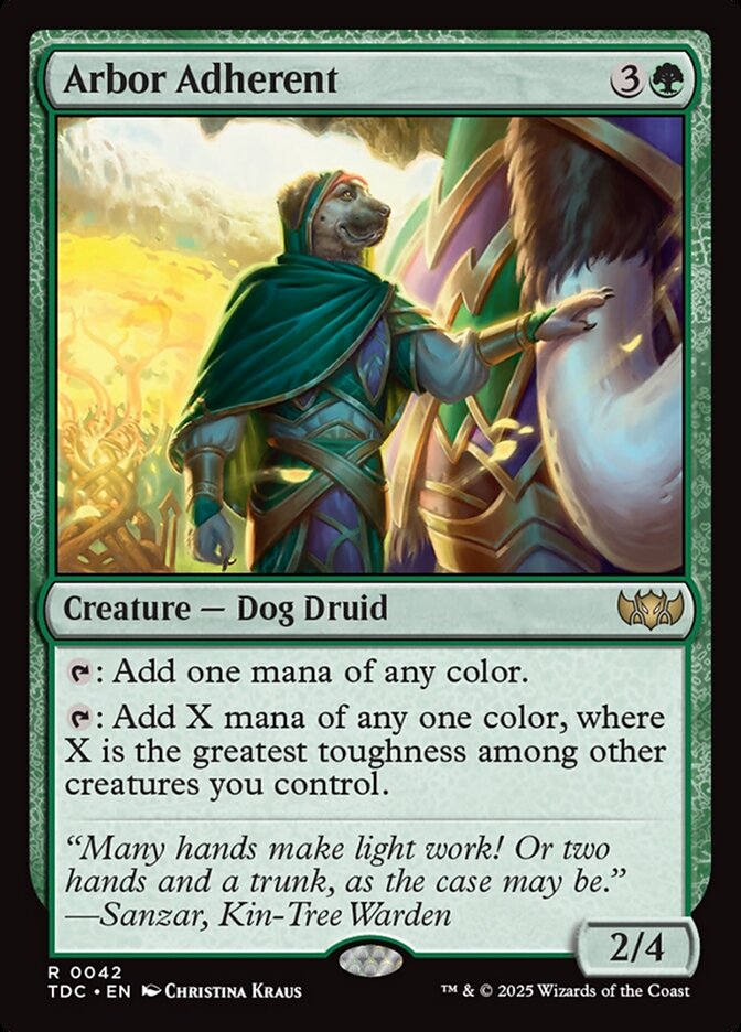 Arbor Adherent – Rare Magic: The Gathering card from Tarkir: Dragonstorm Commander (#42)