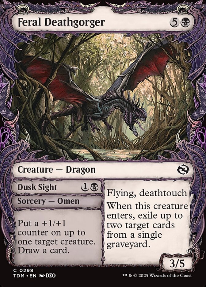 Feral Deathgorger // Dusk Sight – Common Magic: The Gathering card from Tarkir: Dragonstorm (#298)