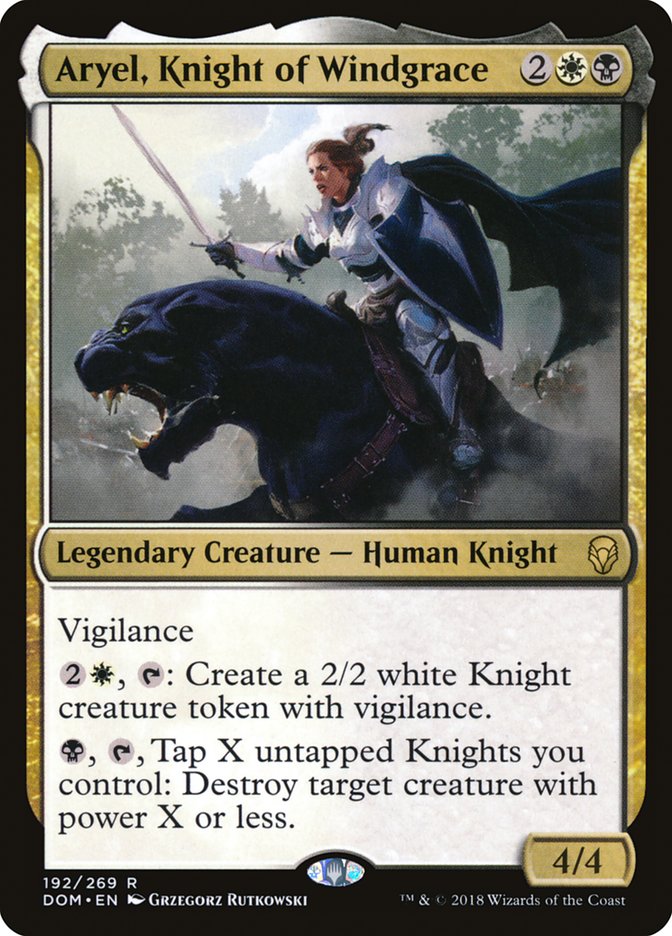 Aryel, Knight of Windgrace – Rare Magic: The Gathering card from Dominaria (#192)