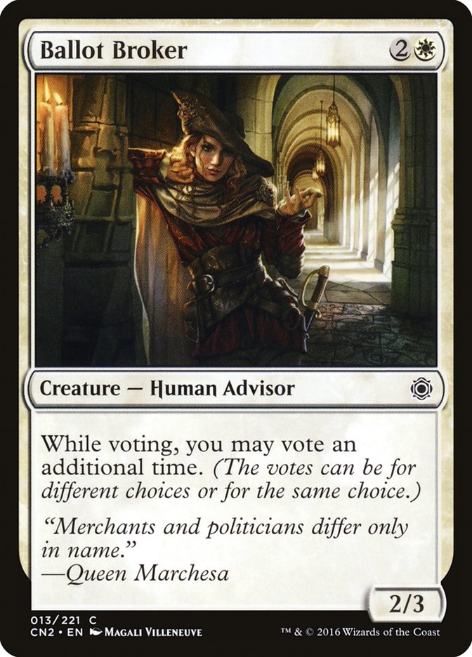 Ballot Broker – Common Magic: The Gathering card from Conspiracy: Take the Crown (#13)