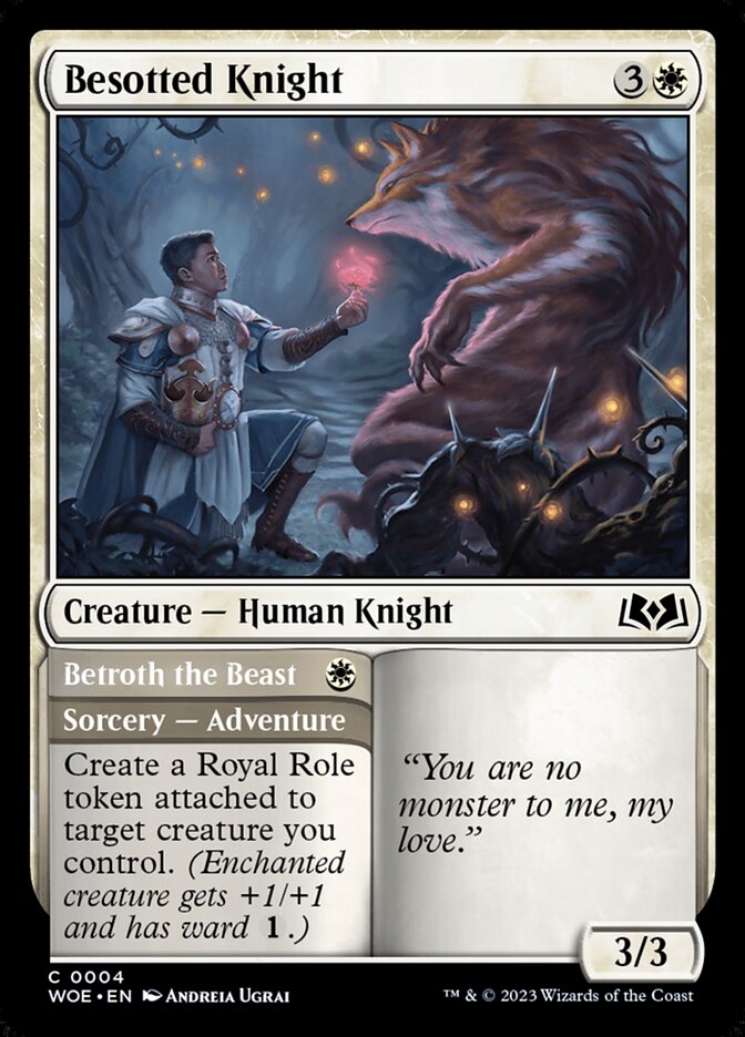 Besotted Knight // Betroth the Beast – Common Magic: The Gathering card from Wilds of Eldraine (#4)
