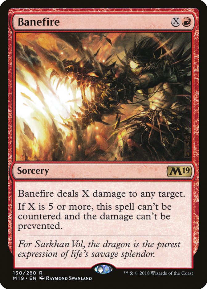 Banefire – Rare Magic: The Gathering card from Core Set 2019 (#130)