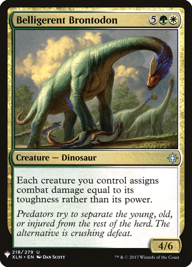 Belligerent Brontodon – Uncommon Magic: The Gathering card from The List (#XLN-218)