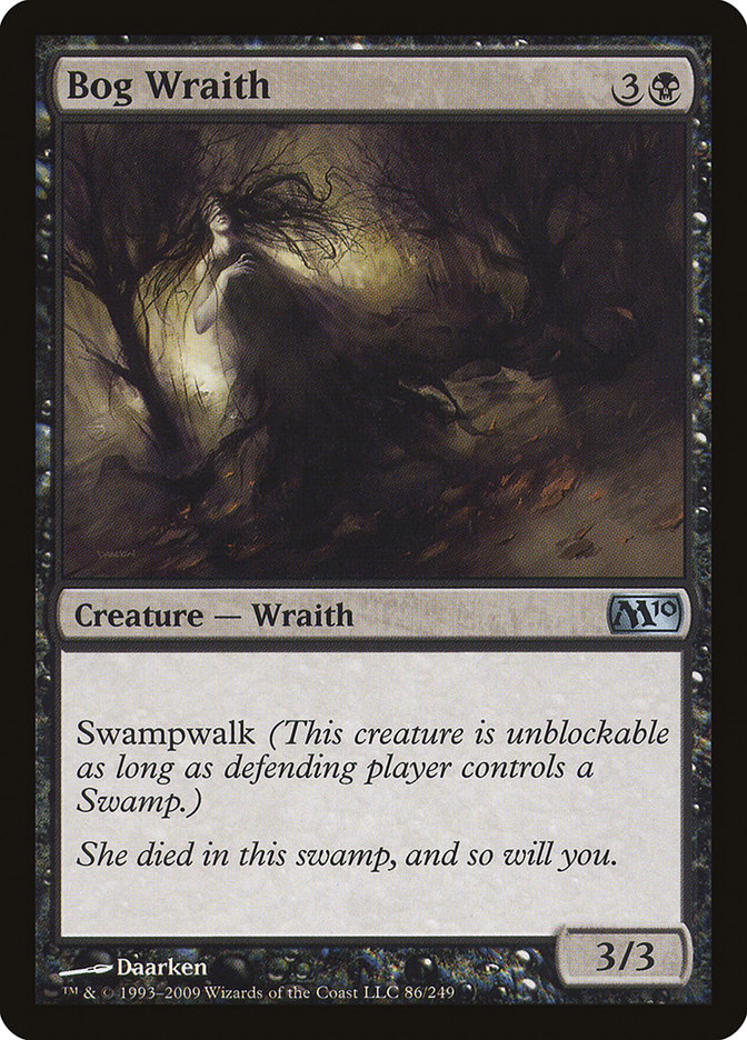Bog Wraith – Uncommon Magic: The Gathering card from Magic 2010 (#86)