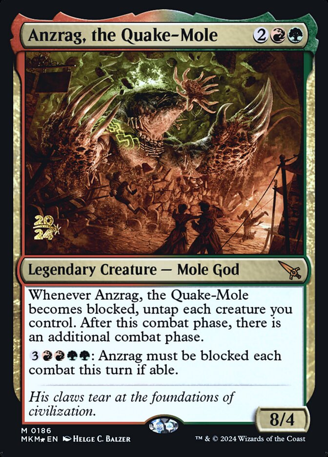 Anzrag, the Quake-Mole – Mythic Magic: The Gathering card from Murders at Karlov Manor Promos (#186s)