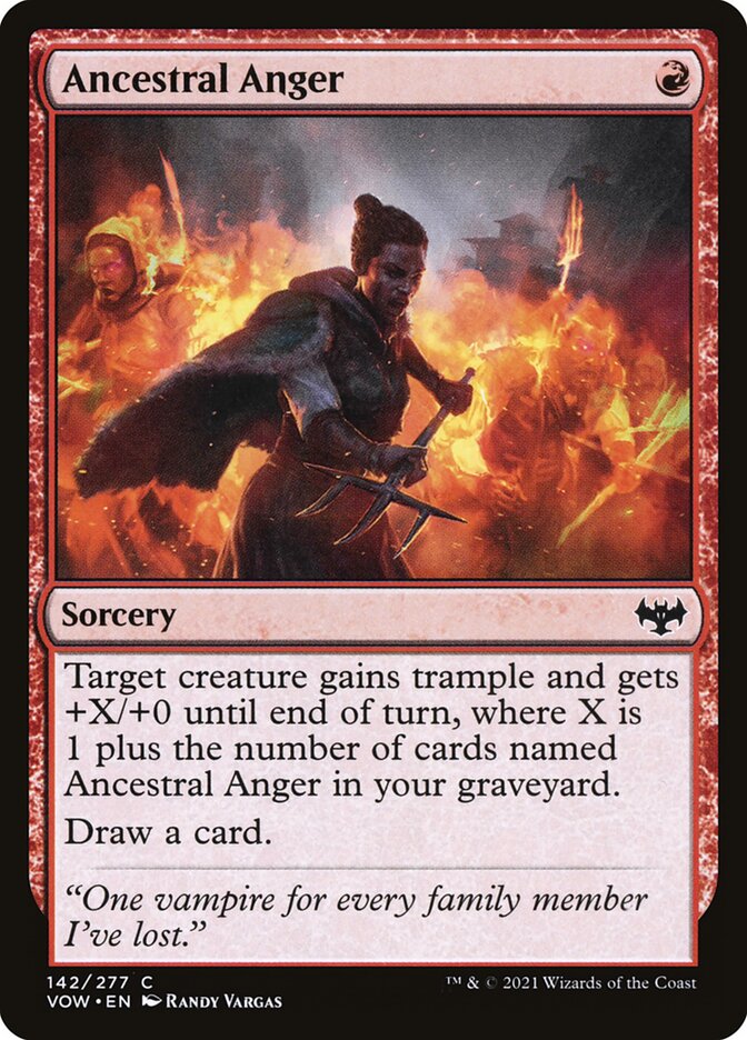 Ancestral Anger – Common Magic: The Gathering card from Innistrad: Crimson Vow (#142)