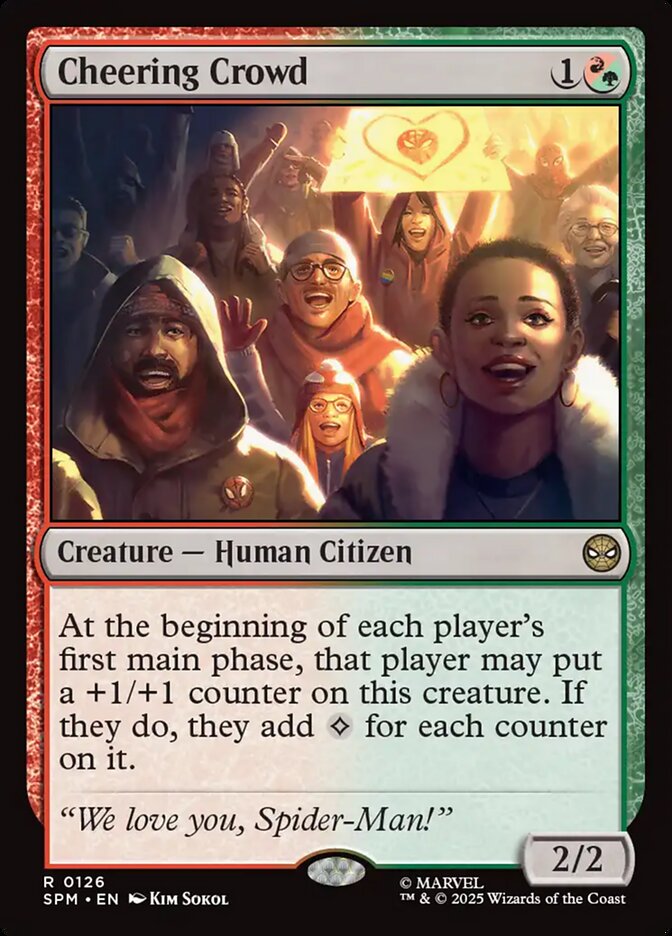 Cheering Crowd – Rare Magic: The Gathering card from Marvel's Spider-Man (#126)