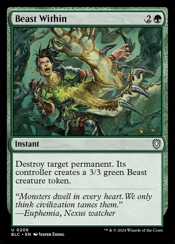 Beast Within – Uncommon Magic: The Gathering card from Bloomburrow Commander (#206)