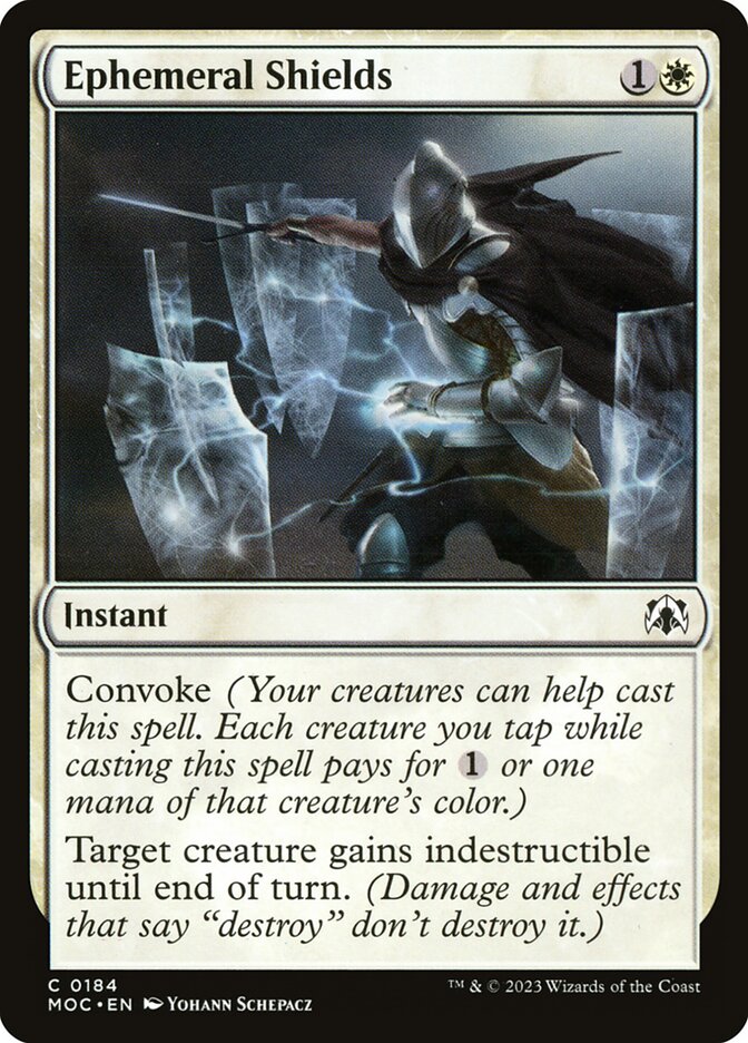 Ephemeral Shields – Common Magic: The Gathering card from March of the Machine Commander (#184)