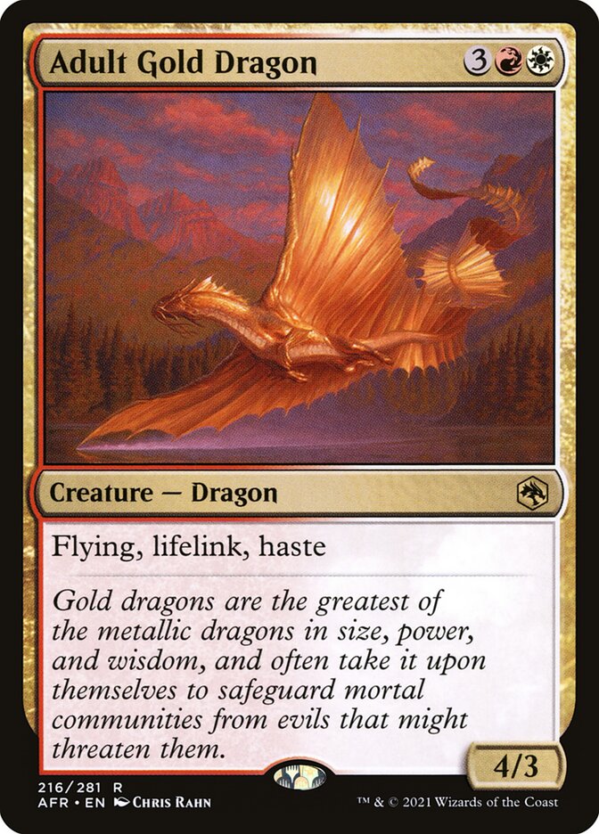 Adult Gold Dragon – Rare Magic: The Gathering card from Adventures in the Forgotten Realms (#216)