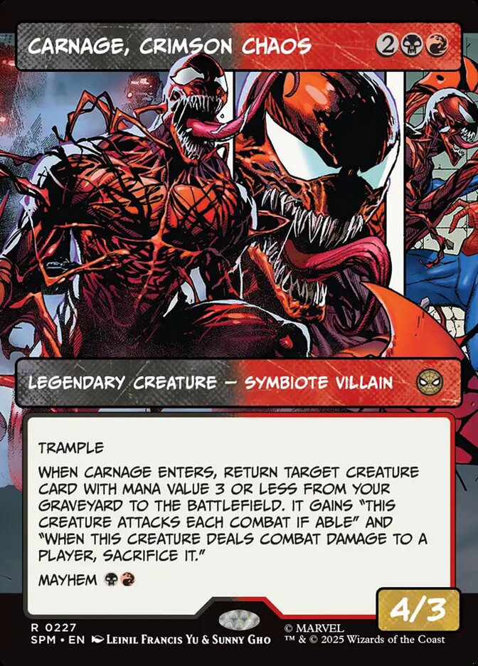 Carnage, Crimson Chaos – Rare Magic: The Gathering card from Marvel's Spider-Man (#227)