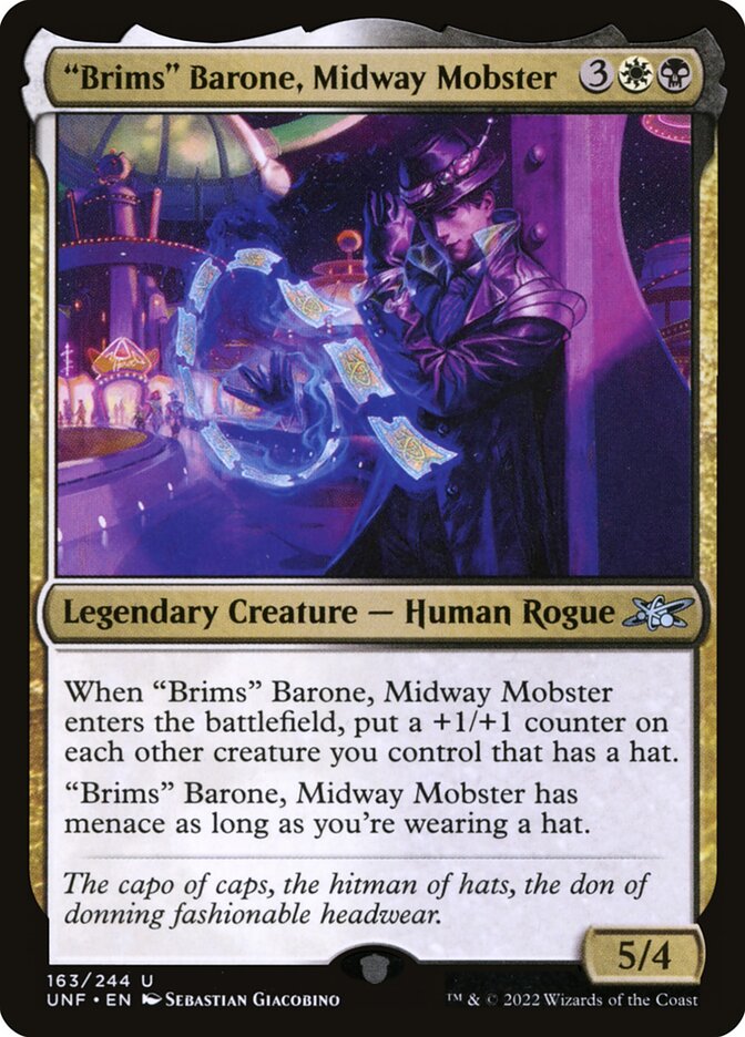 "Brims" Barone, Midway Mobster – Uncommon Magic: The Gathering card from Unfinity (#163)