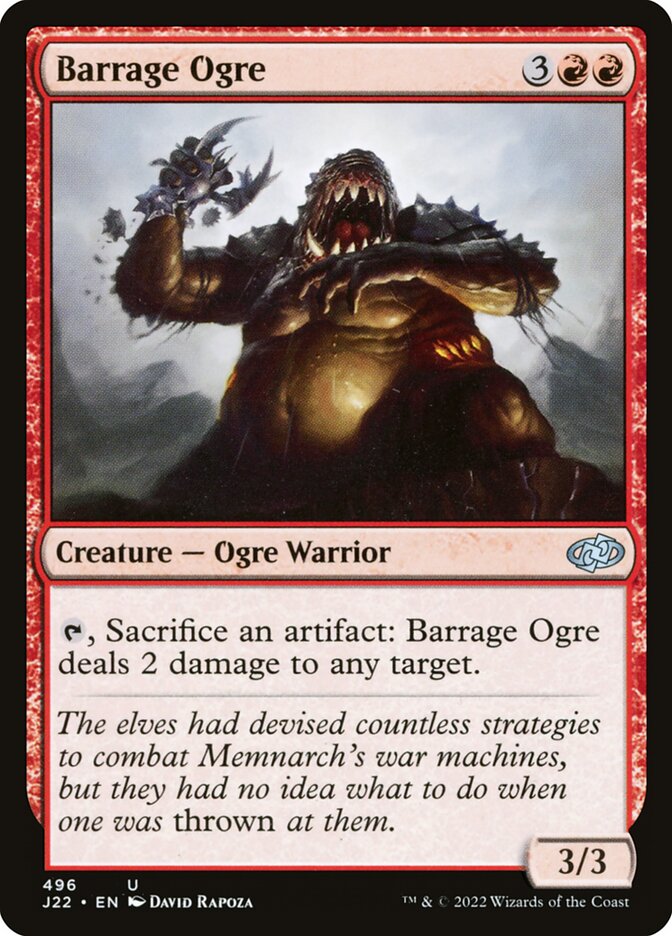 Barrage Ogre – Uncommon Magic: The Gathering card from Jumpstart 2022 (#496)