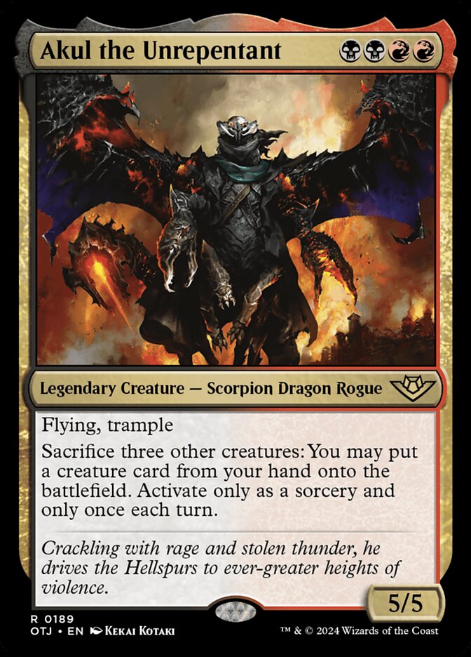 Akul the Unrepentant – Rare Magic: The Gathering card from Outlaws of Thunder Junction (#189)