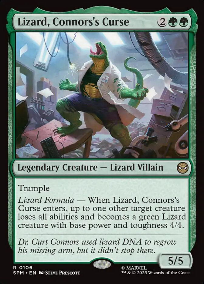 Lizard, Connors's Curse – Rare Magic: The Gathering card from Marvel's Spider-Man (#106)