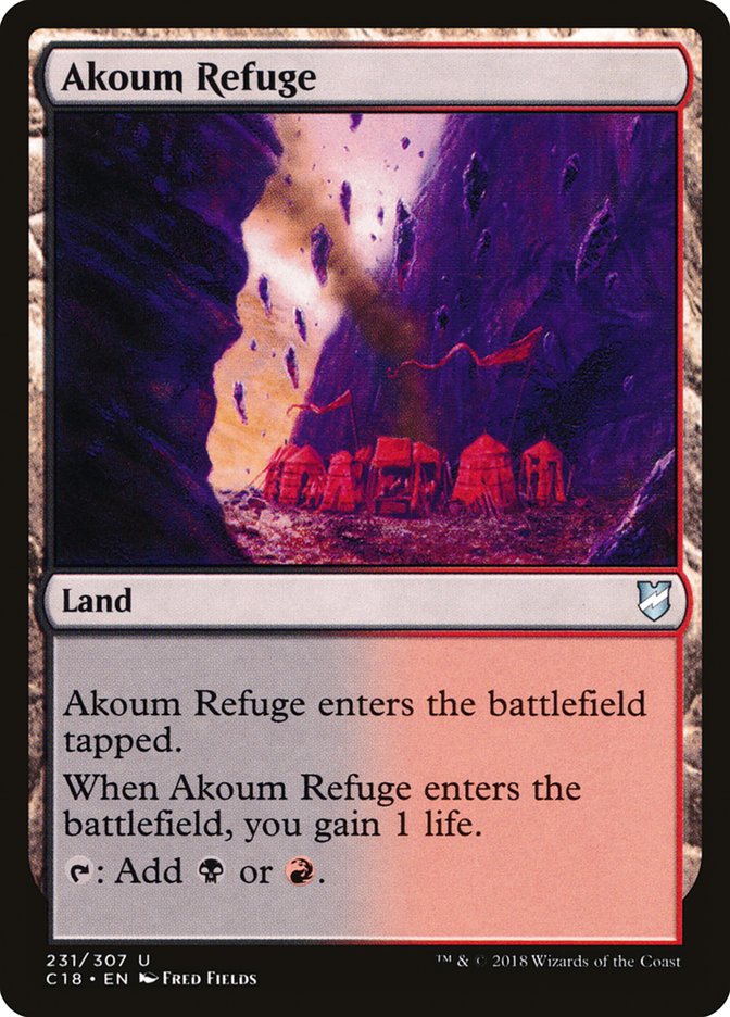 Akoum Refuge – Uncommon Magic: The Gathering card from Commander 2018 (#231)