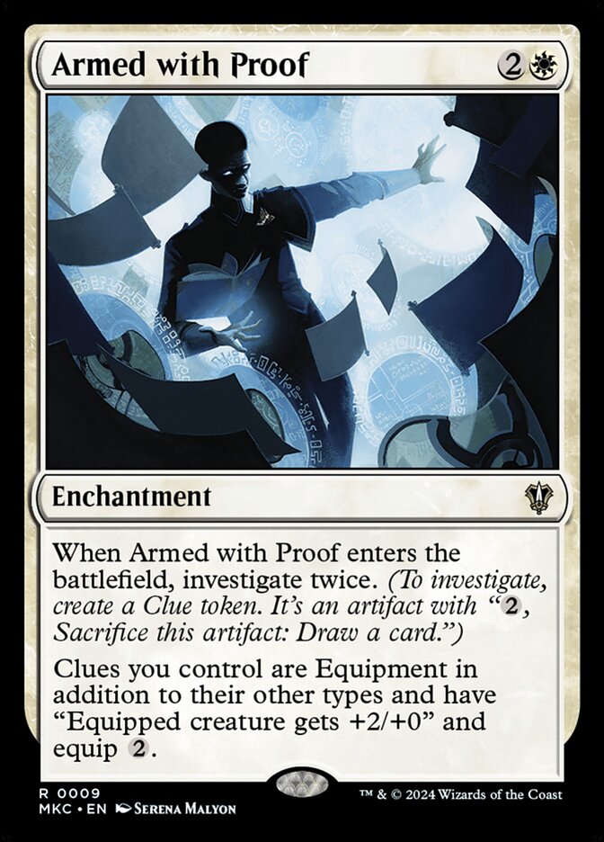Armed with Proof – Rare Magic: The Gathering card from Murders at Karlov Manor Commander (#9)