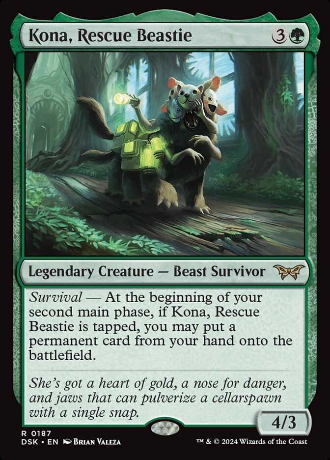 Kona, Rescue Beastie – Rare Magic: The Gathering card from Duskmourn: House of Horror (#187)
