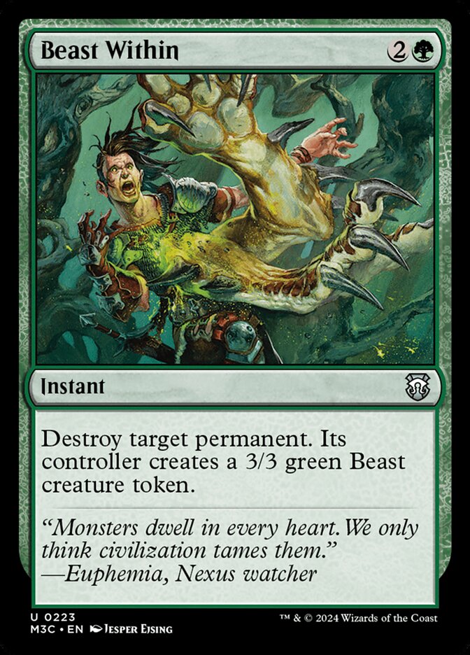 Beast Within – Uncommon Magic: The Gathering card from Modern Horizons 3 Commander (#223)