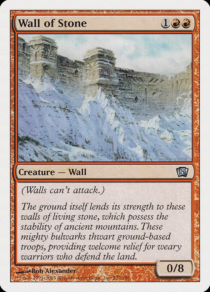 Wall of Stone – Uncommon Magic: The Gathering card from Eighth Edition (#232)